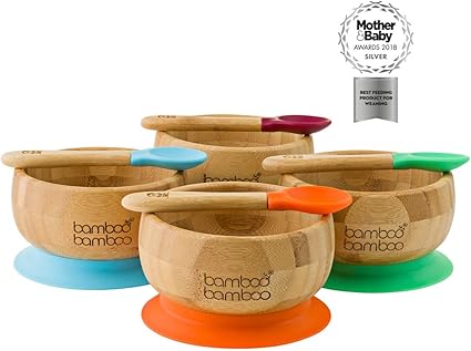 Ensemble Bol Pour Bebe Avec Ventouse Et Cuillere Assortie Stabilisation Du Bol Par Ventouse Bambou Naturel Le Repas De Bebe Vaisselle Bhattbros Com