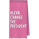BlissfulAbon Pink Funny Political Kitchen Towels 16x24 Inch, Funny Hand Towels for Bathroom Decor, Change The President Dish Towel Drying Cloth for Kitchen