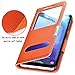 Samsung Galaxy S8 Plus Case Ultra Thin Flip Genuine Leather Samsung Galaxy S8 Plus Cover Case Window View Stand Feature Magnet Closure Phone Case for Samsung Galaxy S8 Plus by Make mate (Orange)