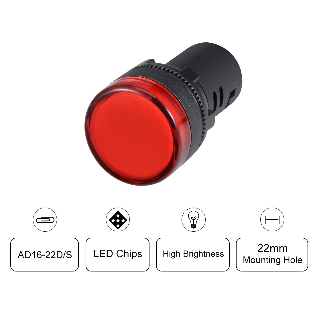 uxcell Indicator Lights AC/DC 24V, Red LED, Flush Panel Mount 7/8" 22mm, 6Pcs: Industrial & Scientific