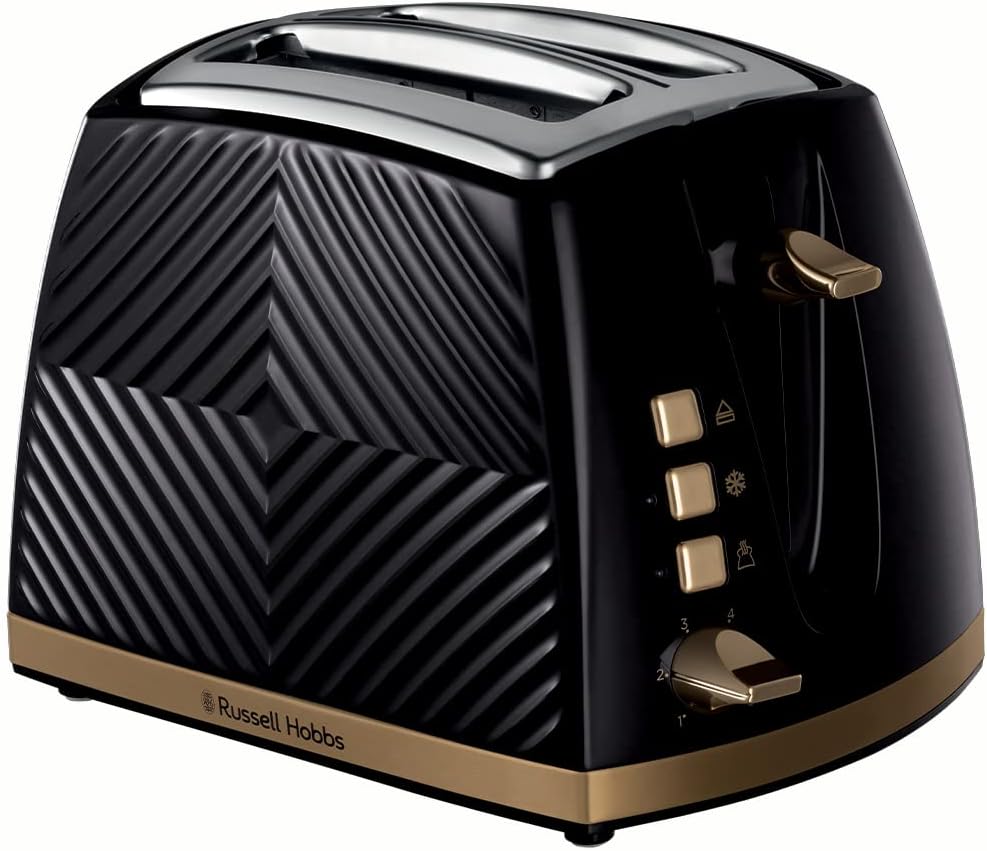 Russell Hobbs Groove 2 Slice Toaster High Lift Extra Wide Slots 850W Black