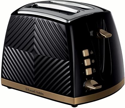 Russell Hobbs Groove 2 Slice Toaster High Lift Extra Wide Slots 850W Black