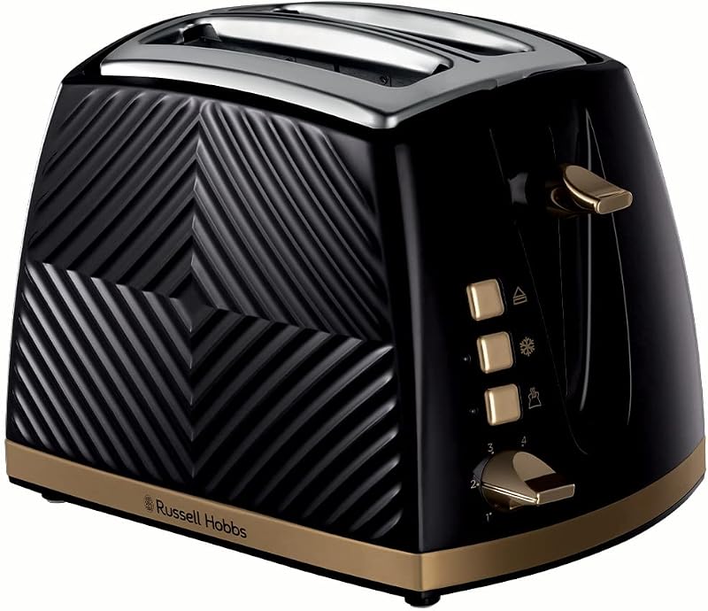 Russell Hobbs Groove 2 Slice Toaster High Lift Extra Wide Slots 850W Black