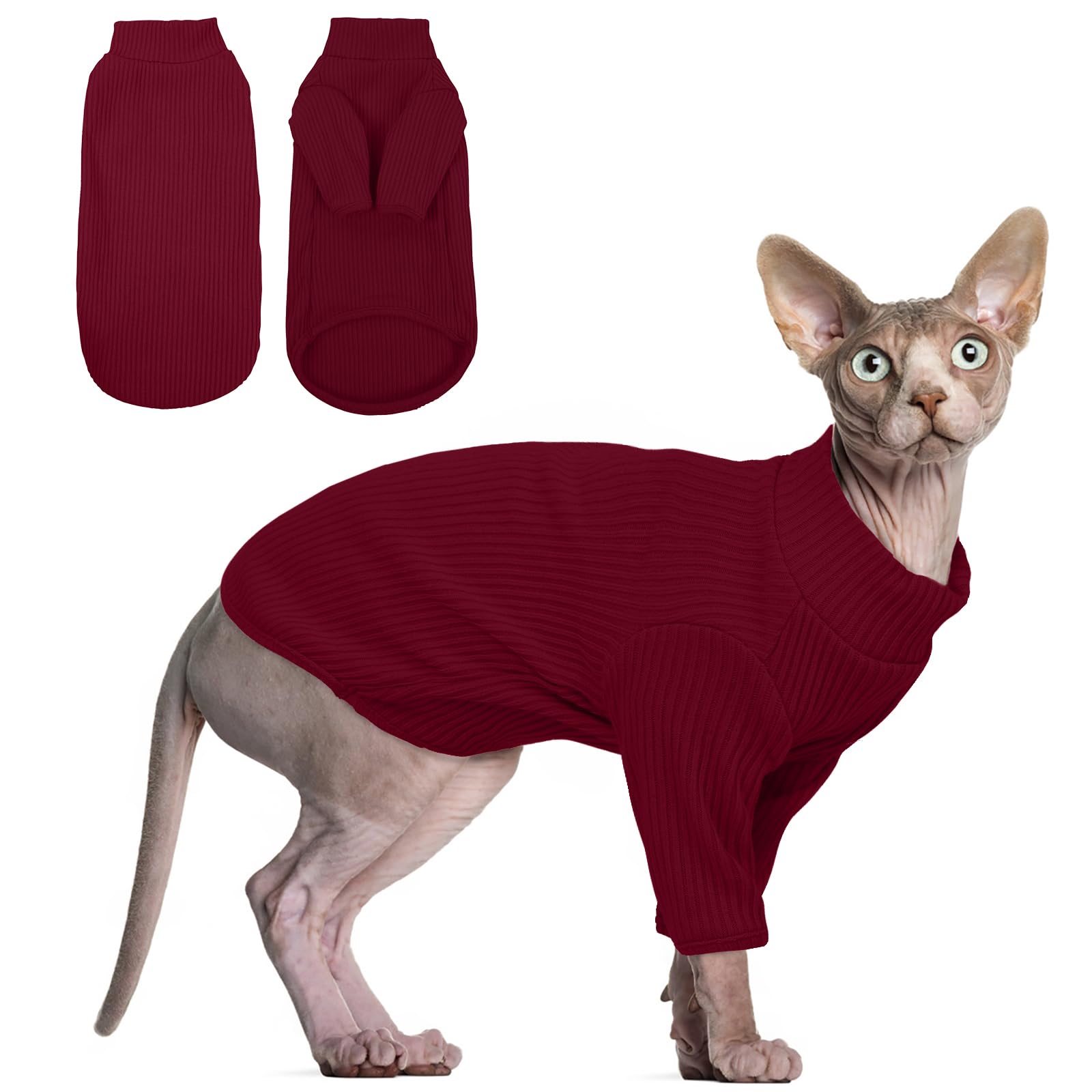 Hjyokuso Cat Clothes - Sphynx Clothing, Jumper XS, Breathable Pyjamas, Warm Coat, Sweater, Vest for Sphynx and Cornish Rex Kittens