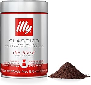 Illy Classico Ground Drip Coffee, Medium Roast, Classic Roast With Notes Of Chocolate & Caramel, 100% Arabica Coffee, No Pres