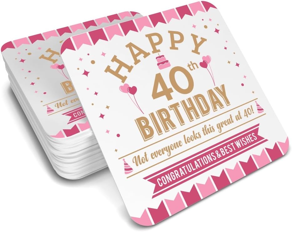 40th Birthday, Keepsake, Coaster for Women, Coffee or Tea Mug, Gift Idea or Present