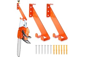 IULRTBA 3 in 1 Chainsaw Holder 10" - Heavy Duty Chainsaw Wall Mount, 10 Gauge Steel Chain Saw Hanger for Garage Organization, Hefty Rack Storage Organizer for Chainsaw Accessories and Tools, 180lbs Capacity