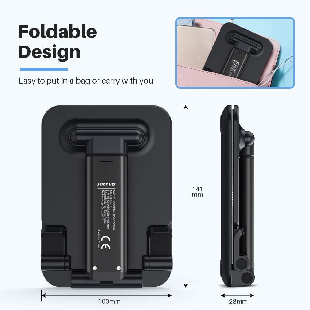 Anozer Foldable & Adjustable Tablet Stand, [2021 Updated] Extendable Compact Desktop Tablet Stand Holder Cradle Dock Compatible with Phones, iPad, Samsung Galaxy Tabs, Kindle(13’’ Max): Electronics