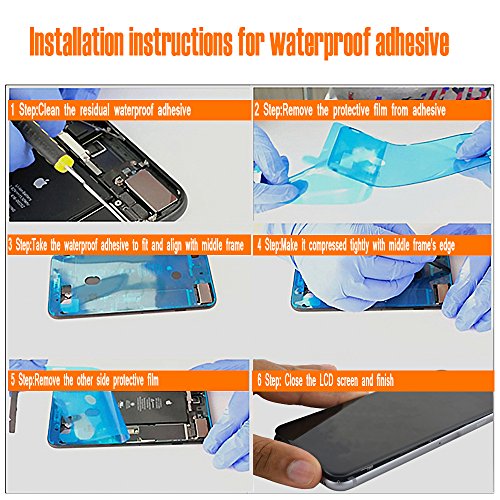 Johncase 2PCS New OEM Original 3M Waterproof Screen Sealing Adhesive, LCD Display Front Frame Pre-cut Tape Seal Stickers Glue Replacement for iPhone 7 Plus 5.5" (White)