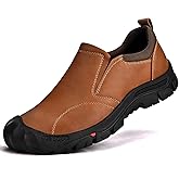 UPIShi Men's Waterproof Slip On Leather Hiking Outdoor Walking Casual Loafers Work Shoes