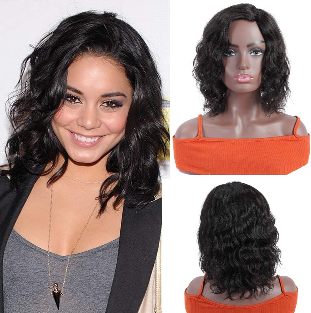Short Wavy Human Hair Wigs for Black Women, UDU 12inch Brazilian Body Wave Bob Wig None Lace Front Wig 150% Density Natural Wave Full Wavy Wigs (natural color body wave wig 12")