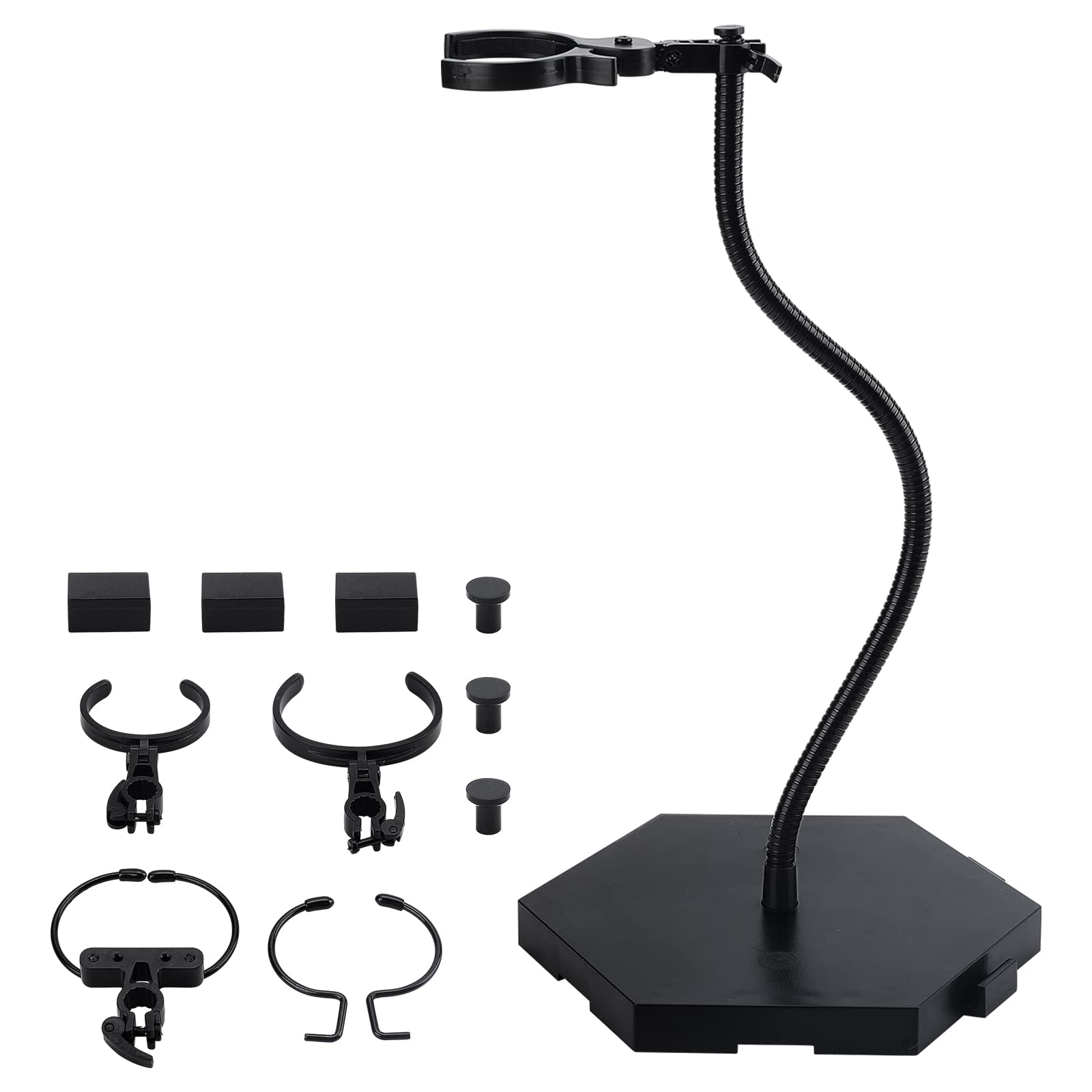 FINGERINSPIRE Doll Figure Stand (Snake-like flexible metal hose) Action Assembly Action Figure Display Holder Base Black Doll Model Support Stand Action Figure Display for 1/6 1/9 1/12 Scale