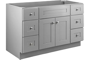 Design House Brookings 48 Inch Bathroom Vanity, Freestanding Bathroom Sink Cabinet - Solid Wood Bathroom Vanity Cabinet, Gray