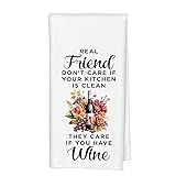 Qabliqo Funny Friend and Wine Kitchen Towels, Wine