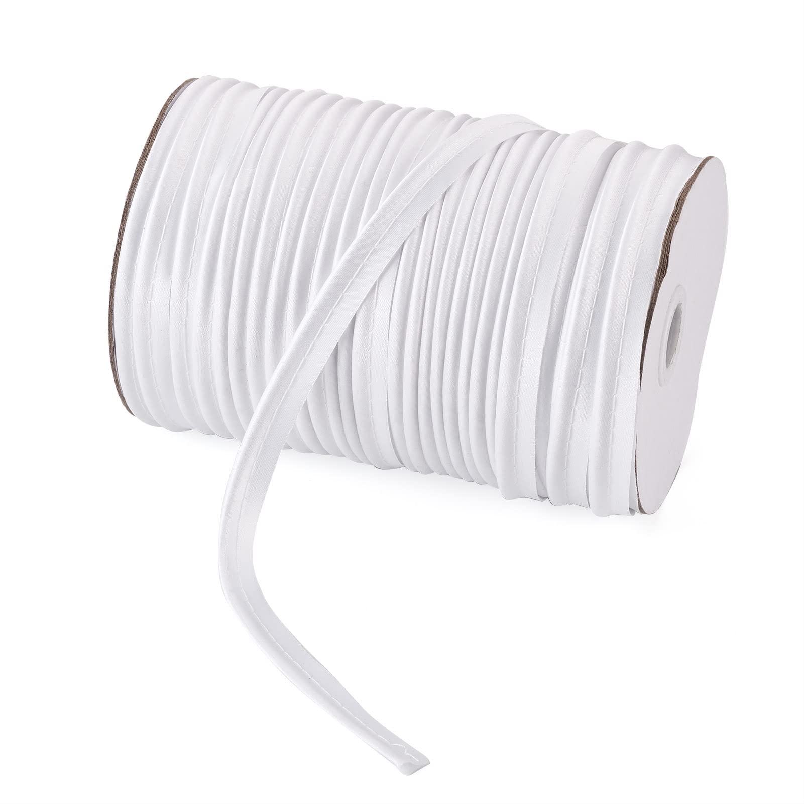 Pandahall Polyester Fiber Piping Trim 3/8 inch 109 Yards Single Fold Bias Tape Maxi Piping for Sewing Trimming Upholstery White