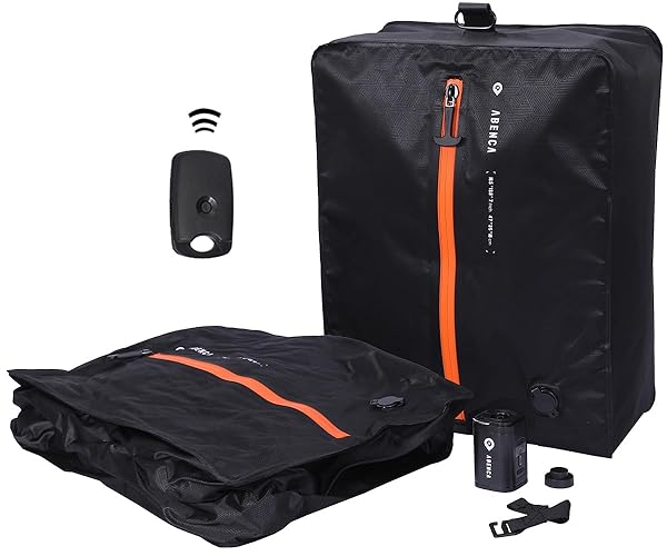 ABENCA VACUUM STORAGE BAGS FOR TRAVEL WITH WIRELESS PUMP, FINDER TAGS, COMPRESSION SPACE SAVER BAGS, REUSABLE VACUUM SEAL PACKING CUBE FOR SUITCASES AND BACKPACK.A