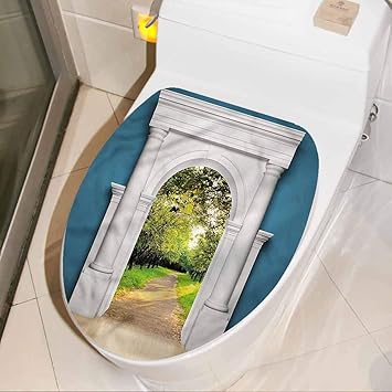Toilet Seat Sticker Lid Decal Surrealistic Enchanted Forest Magic Diy Removable Toilet Bathroom Wc Wall Sticker Funny Vinyl Wall Art Decor Set 17 X 21 Inch Amazon Com