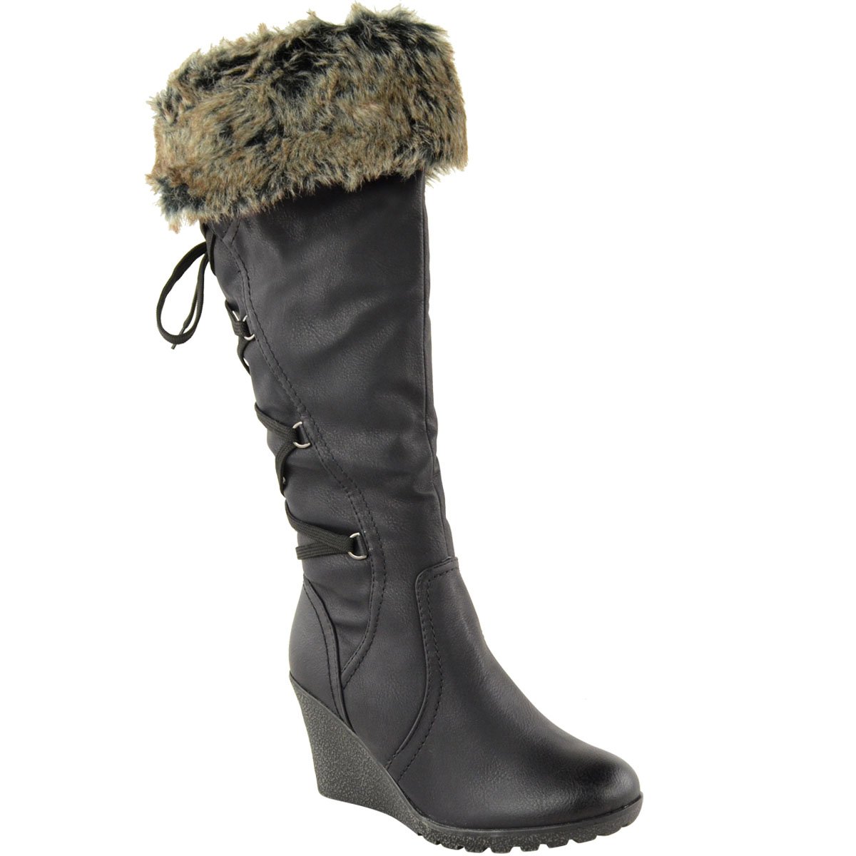 winter wedge boots with fur