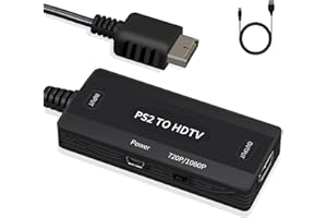 TECTINTER PS2 to HDMI Adapter - PS2 HDMI Converter Cable for PlayStation 2/PS1/PS3,True YPbPr HD Signal Output, Support 4:3/16:9 Screen,USB Cable as Power