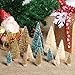 OurWarm 24Pcs Artificial Frosted Sisal Christmas Tree, Bottle Brush Trees with Wood Base DIY Crafts Mini Pine Tree for Christmas Home Table Top Decor Winter Ornaments Green, Gold and Ivory