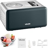 VEVOR Automatic Ice Cream Maker with Built-in Compressor, 1.5 Quart No Pre-freezing Gelato Maker, Electric Sorbet-Maker, 3 Modes Compressor Ice Cream Machine for Home Kitchen