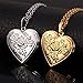 U7 Personalized Picture Necklaces for Women Girls, Platinum/Gold Plated Lockets with 18 Inch Chain, Custom Photo & Text Flower Heart/Round Shape Locket Necklace Pendant Valentines/Mother Gift
