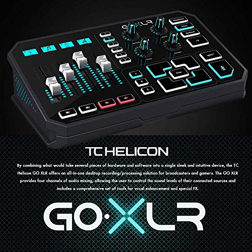TC-Helicon GO XLR 4-channel USB Streaming Mixer with Voice FX, Effects and Sampler + SR360 Over-Ear Dynamic Stereo Headphones, Audio-Technica ATR1100 Handheld Microphone & Accessory Bundle