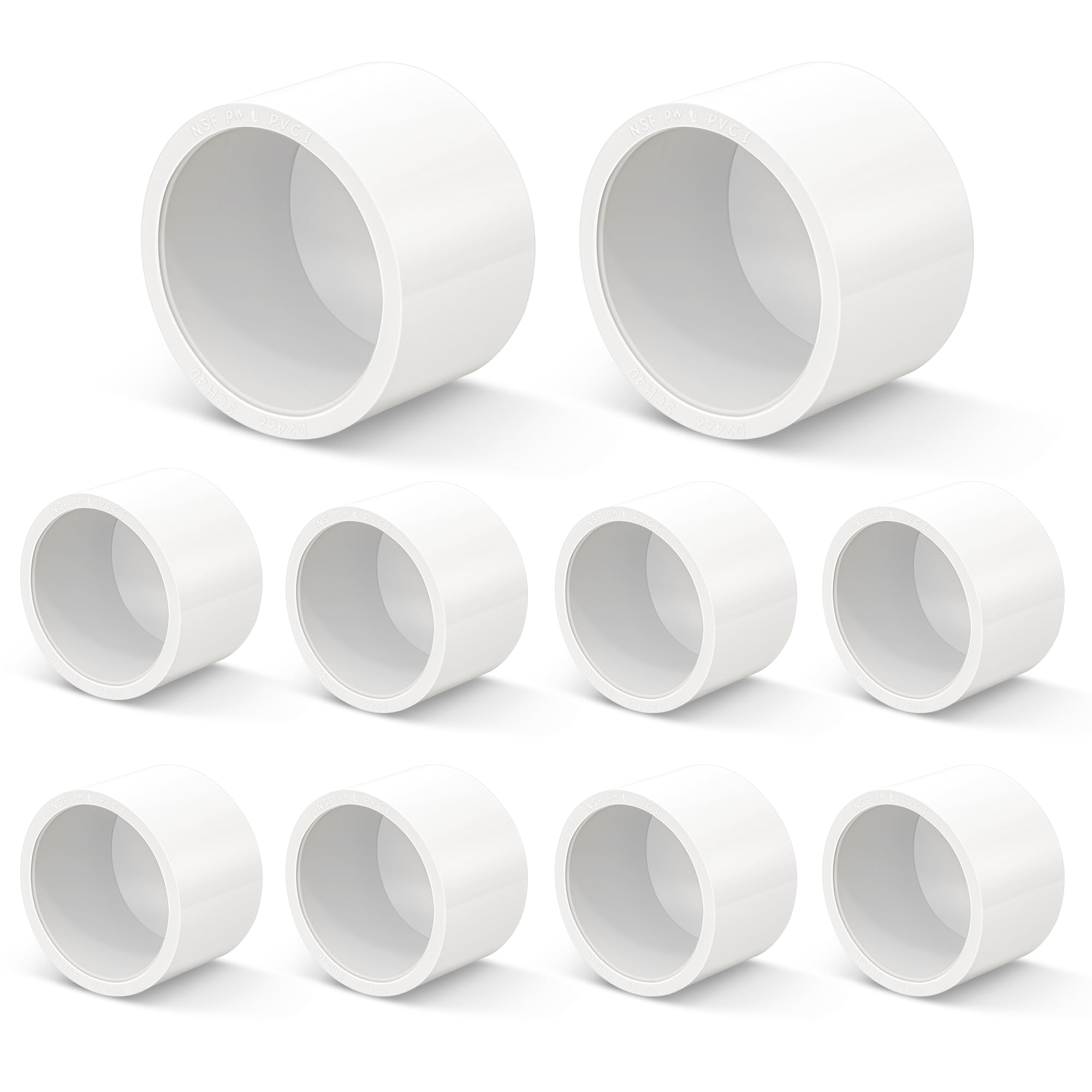 Photo 1 of 1 inch PVC Fitting End Cap, 10-Pack Pipe Elbow Connectors, Furniture-Grade SCH40 PVC Pipe Fittings for Greenhouse, Frames, Sheds, Pet Beds, Pet Enclosures, Hydroponic and Tent Structures