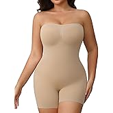 Mobeso Women's Strapless Shapewear Bodysuit for Women Tummy Control Shapewear, Seamless Body Shaper with Removable Straps