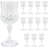 Veiuwa 12 PCS Plastic Wine Glasses Clear,Reusable Plastic Wine Glasses,White Goblet Glass,Durable and Sturdy Cups Can Be Used for Various Parties Such as Weddings!