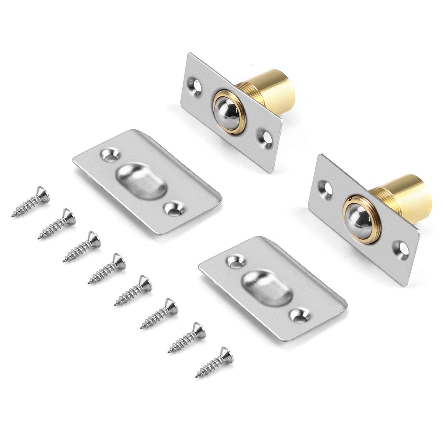 QWORK® Door Ball Catch, Ball Door Catches for Internal Doors, Door Roller Catch, Silver, 2 Pack