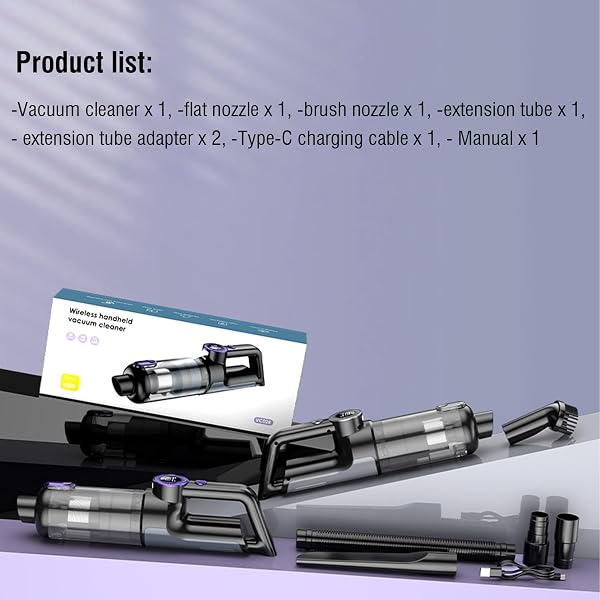 FEDEMER HAND HELD VACUUM CLEANER, 14000PA POWERFUL SUCTION HAND VACUUM CORDLESS CORDLESS RECHARGEABLE VACUUM, FOR CAR HOME OFFICE CLEANING WITH LED LIGHT