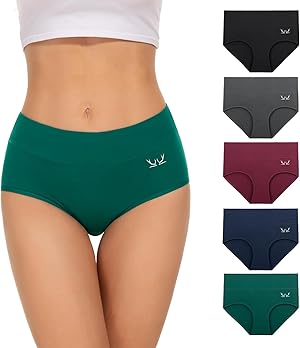 TANSTC Unterhosen Damen 5er Pack Stretch Baumwolle Hohe Taille Slips Atmungsaktiv Panties Weich Frauen Unterwäsche