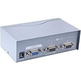 DTECH 2 Way Powered VGA Splitter Amplifier Box High Resolution 1080p SVGA Video 1 in 2 Out 250 Mhz for 1 PC to Dual Monitor Computer