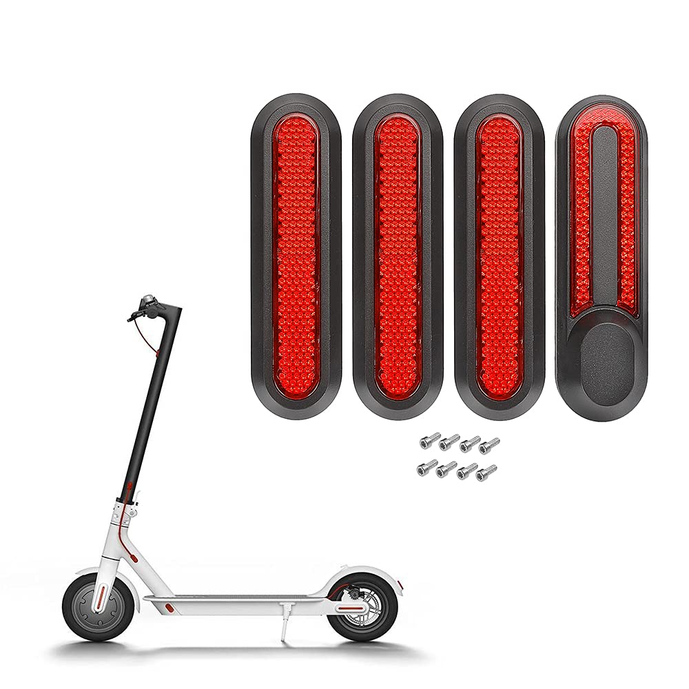 Fututech 4 x Reflective Decorative Cover for Xiaomi M365 Pro Pro2 1S Scooter Reflective Strips on Front and Rear Wheels Accessories Kit Electric Scooter (Red)