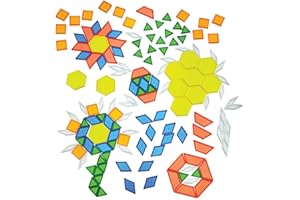 Constructive Playthings Translucent Pattern Blocks, Light Table Manipulatives, STEM Toys, Sensory Play, Create, Build and Design, Color Exploration, Set of 147 Blocks, Toys for Kids 3 Years and Up