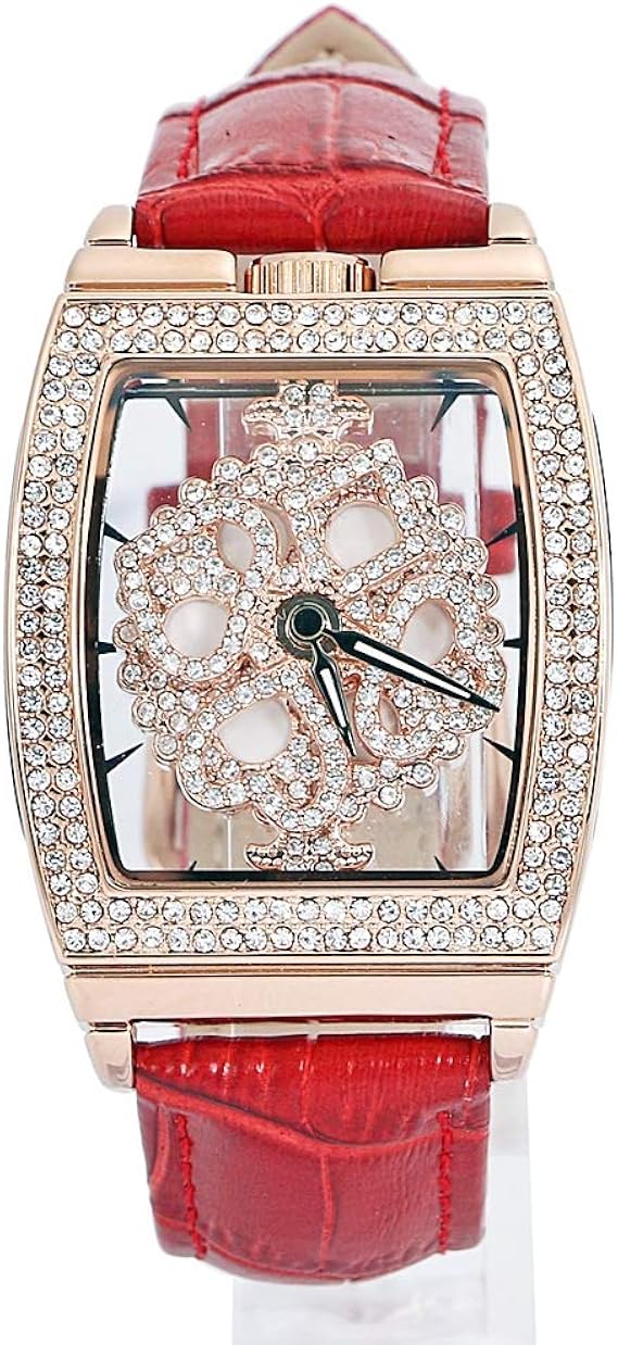 Amazon Un Bel Tocco ウンベルトッコ グルグル腕時計 レディース 腕時計 スケルトンタイプ 角型 スクエアベゼル ラグジュアリー キラキラストーン ギフトbox付 ムーブメント 1年保証 Red Gold レディース腕時計 腕時計 通販