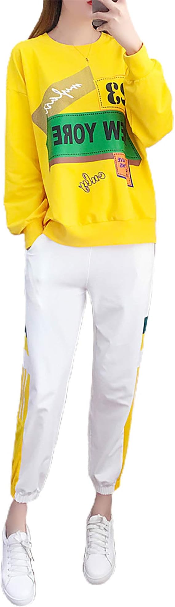 Amazon Co Jp ランニングウェア スポーツウェア セットアップ レディース ジャージ上下セット トレーニングウェア フィットネスウェア イエロー L 服 ファッション小物