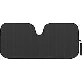 Motor Trend Black Accordion Folding Car Windshield Sun Shade - Blackout Sun Visor for Car Windshield - Foldable Jumbo Sunshade and Front Window Truck Sun Screen for UV Sun Protection - 66 x 27