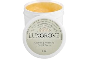 LUXGROVE® Leather & Furniture Repair Salve- Polisher, Leather Cleaner and Conditioner for Furniture - UV Protectants Help Prevent Cracking or Fading, for Car Seat, Couch, Shoe, Purse, Boot - 8oz