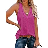 Famulily Summer Tank Tops for Women Cute Sleeveless Deep V Neck Tunic Tops