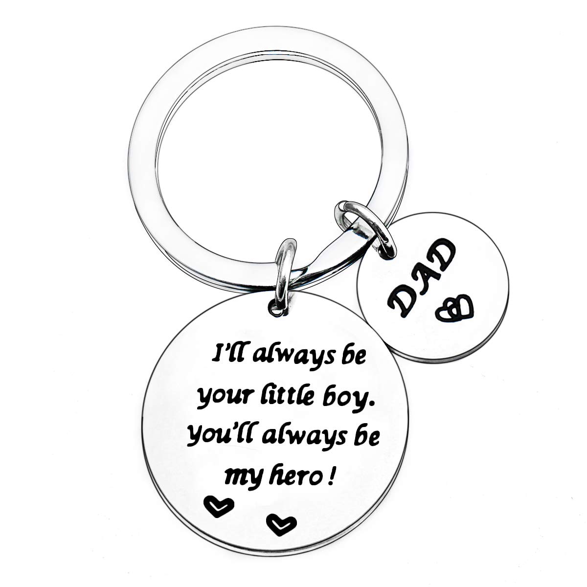 MADHAHEFU Dad Gifts for Father's Day & Birthday - Keyring from Son: 'I Will Always Be Your Little Girl/Boy, You Will Always Be My Hero'