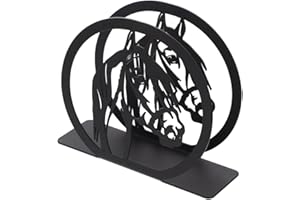 LALADEFIEE Iron Hollow Horse Napkin Holder Black Desktop Tissue Rack Paper Organizer for Kitchen Counter