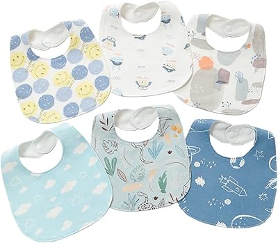 Oaygat 6-Pack Baby Bandana Dribble Bibs Cotton Teething Bibs Adjustable Snaps