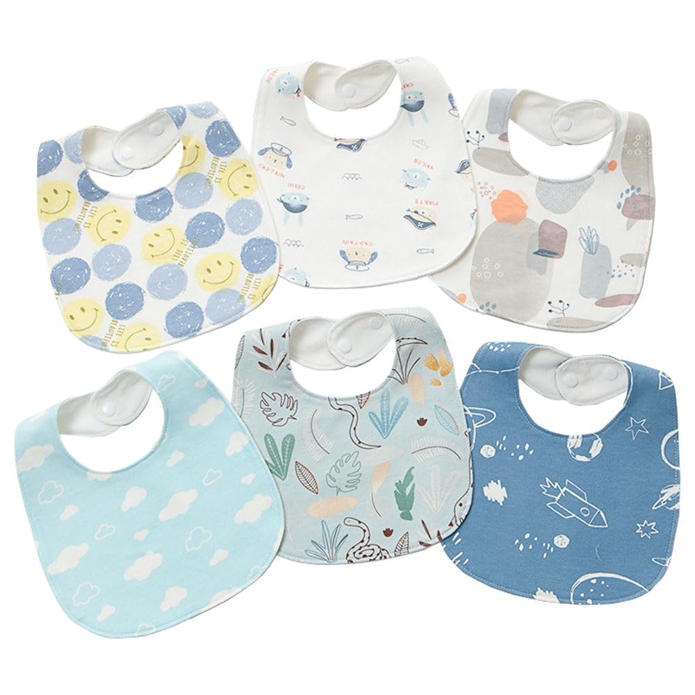 Oaygat 6-Pack Baby Bandana Dribble Bibs Cotton Teething Bibs Infant Feeding Bibs Soft and Absorbent Bids with Adjustable Snaps Waterproof Drool Bibs for 0-36 Months Unisex Girls Boys Newborn Toddlers