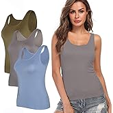 Camisoles for Women with Built in Bra,Basic Yoga Top Layering Tank Top Padded Bra Undershirt(S-3XL)