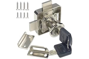 DCZONIHUP Double Door Lock Cabinet Drawer Lock Safety Cabinet Lock Double Deadbolt-to-Door Lock [Installation on The Right Side Door]. Drilling Diameter 3/4"/19mm for (3/5"-/15mm -7/8"-/22mm ) Door Panels