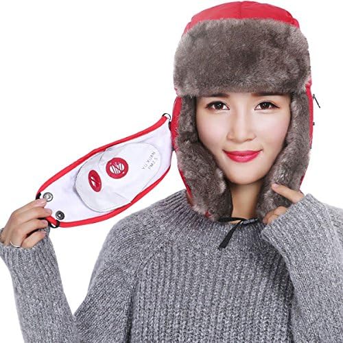 Women's Ushanka Hat Beanie Winter Hat Scarf Set Slouchy Warm Snow Knit Skull Cap