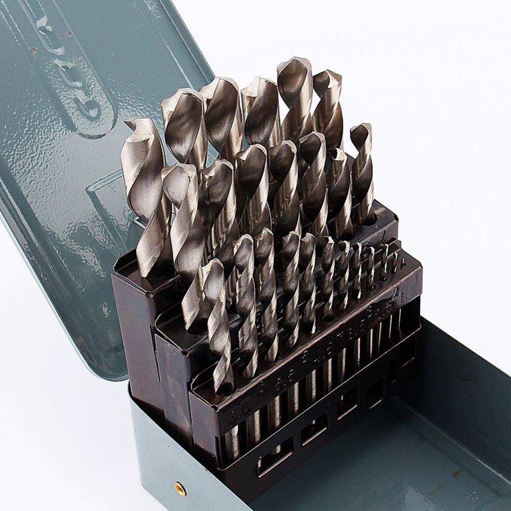 25Pcs 1-13mm Professional HSS Metal Drill Bit Set Multi Drill Bit Set Metric with a Storage Case for Metal Woods Plastics Brick