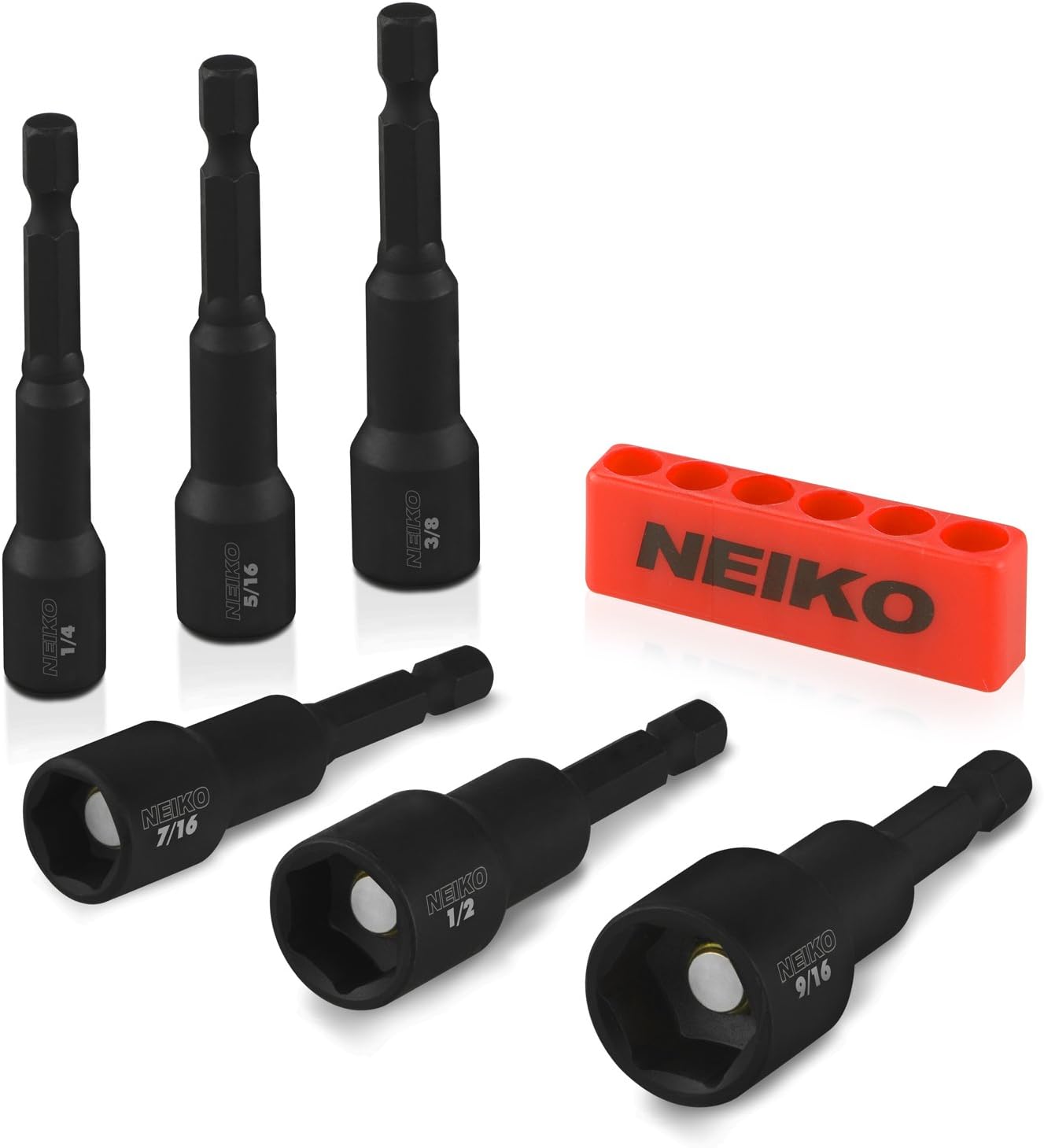 Neiko 10190A Impact Ready Magnetic Nut Driver Bit Set, 6Piece CR-V | SAE: Home Improvement